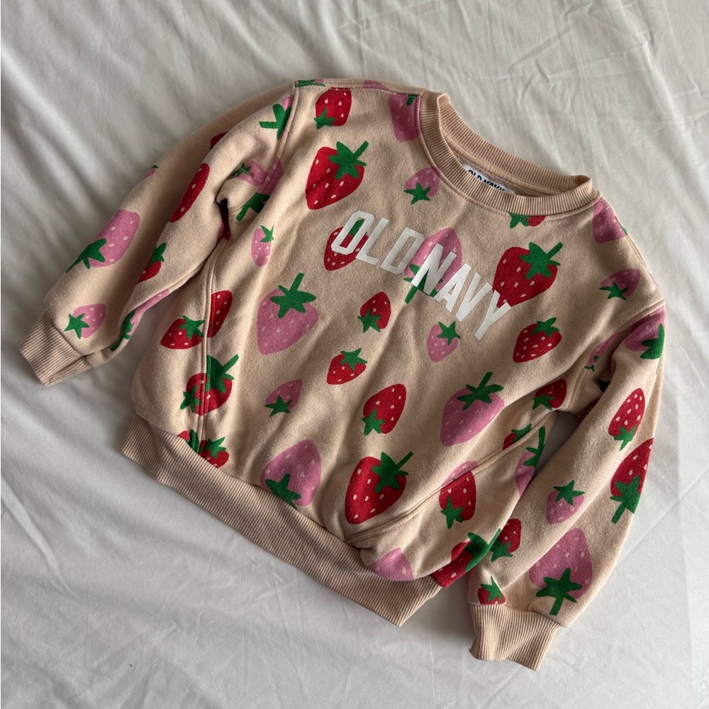 Old Navy Girl’s Sweatshirt with Strawberry Print - Cream